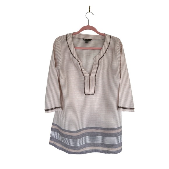 Tommy Bahama Linen Blend Striped V Neck Tunic Top Women's M/M - Picture 10 of 10